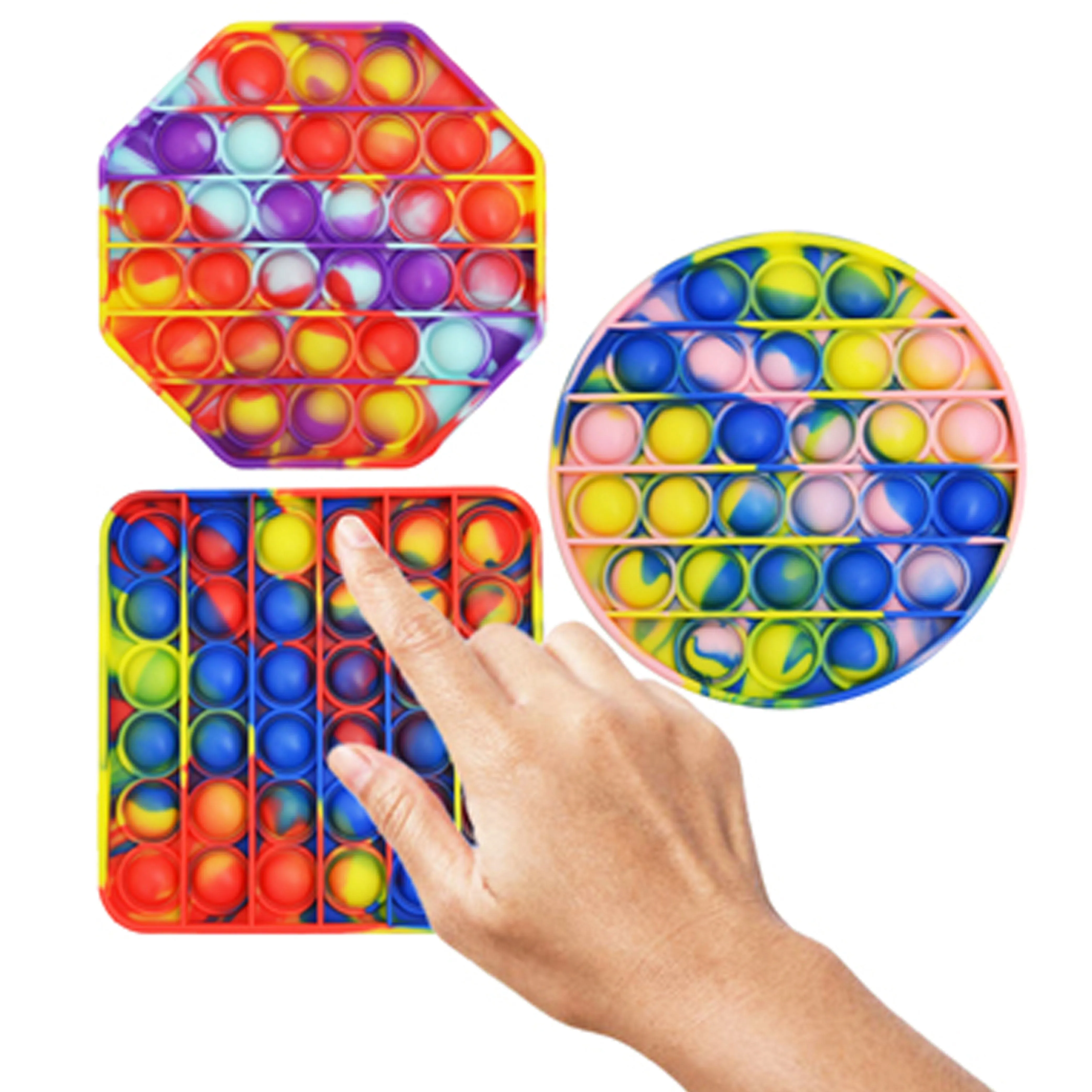 2 Pc Silicone Bubble Pop Push Toy Sensory Fidget Rainbow Autism Stress Relief