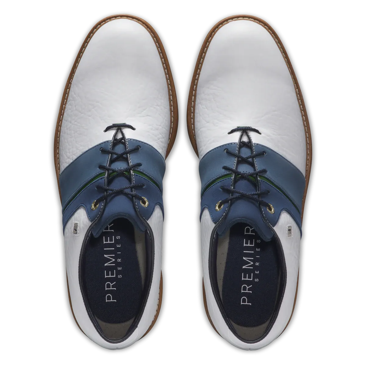 2025 FootJoy Men's Premiere Packard Golf Shoe - White/Navy/Tan