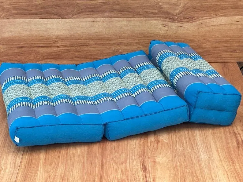3-Fold Zafu Meditation Cushion Set | Blue | Medium Size