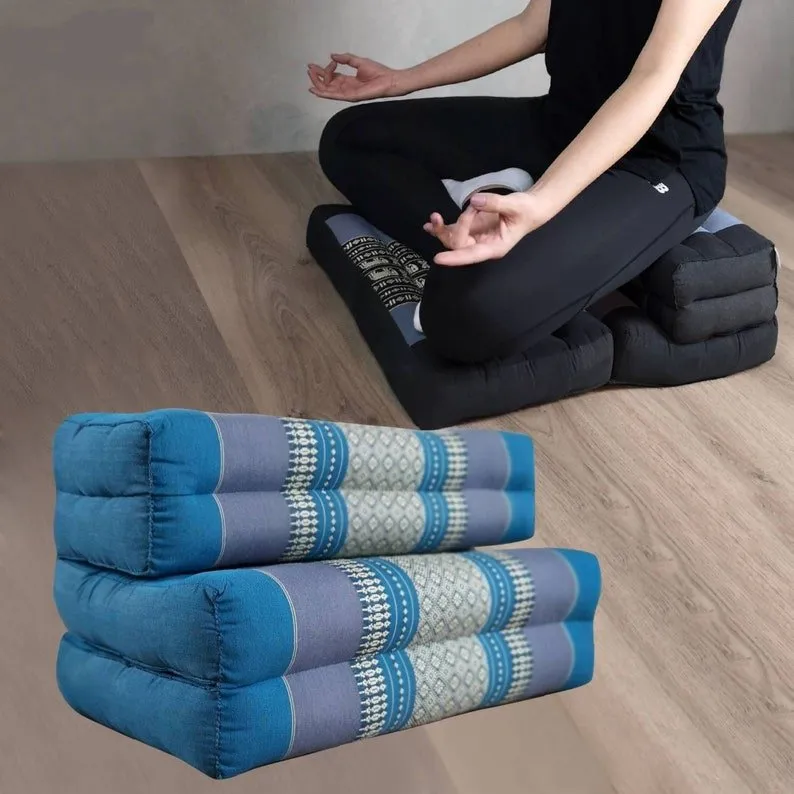 3-Fold Zafu Meditation Cushion Set | Blue | Medium Size