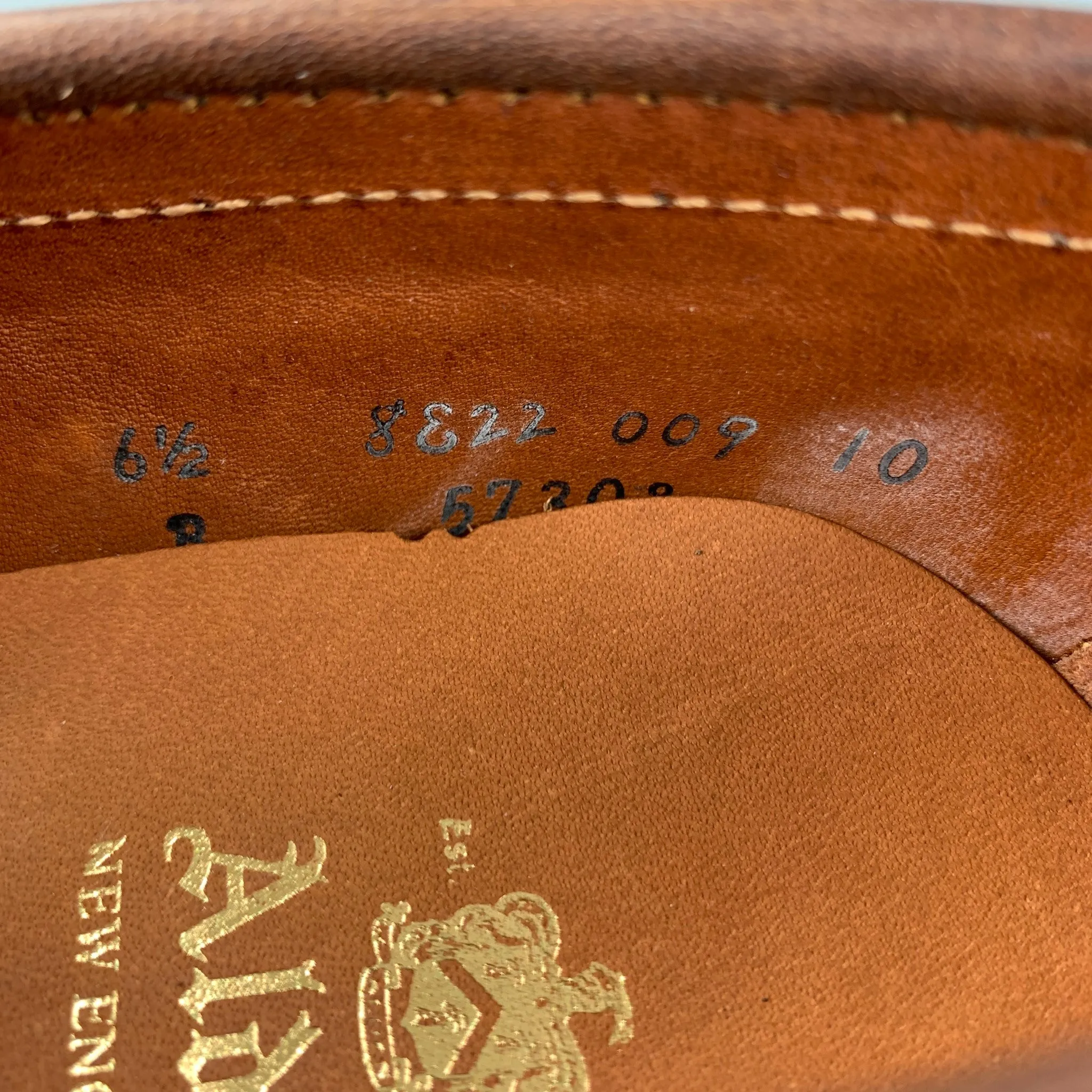 ALDEN Size 6.5 Dark Brown 5730S Kudu Leather Penny Loafers