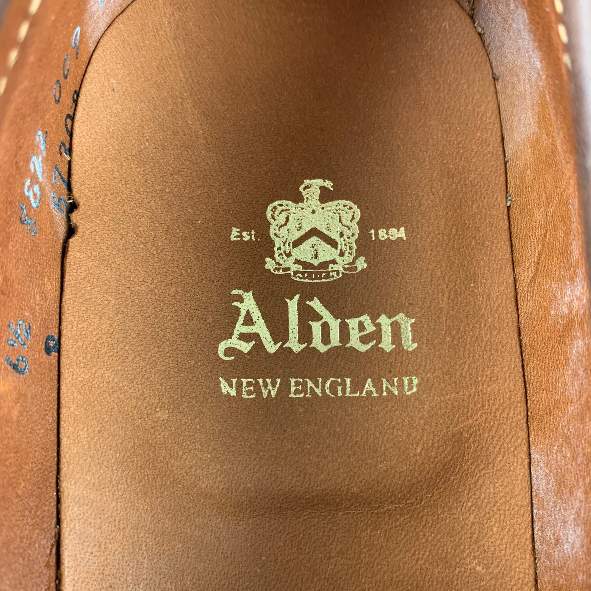 ALDEN Size 6.5 Dark Brown 5730S Kudu Leather Penny Loafers