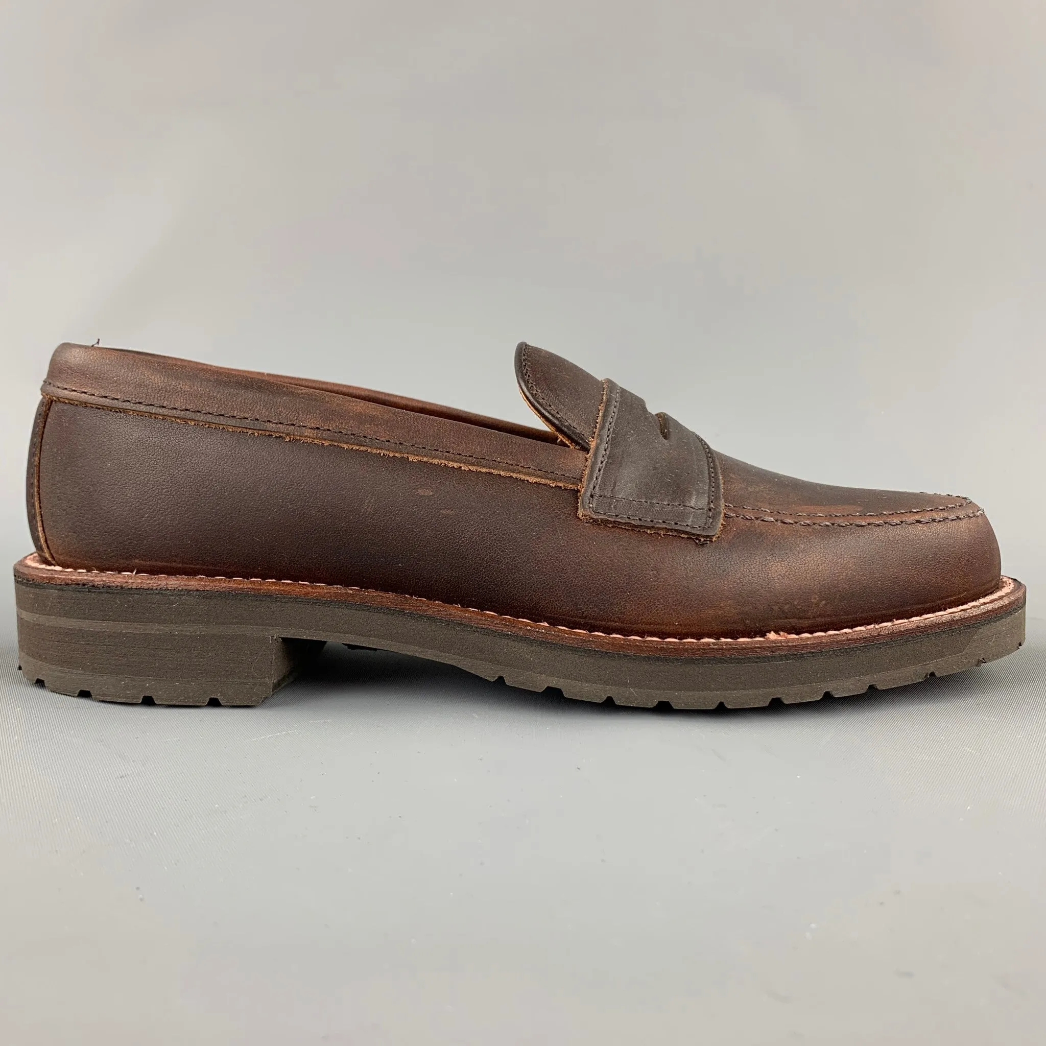 ALDEN Size 6.5 Dark Brown 5730S Kudu Leather Penny Loafers