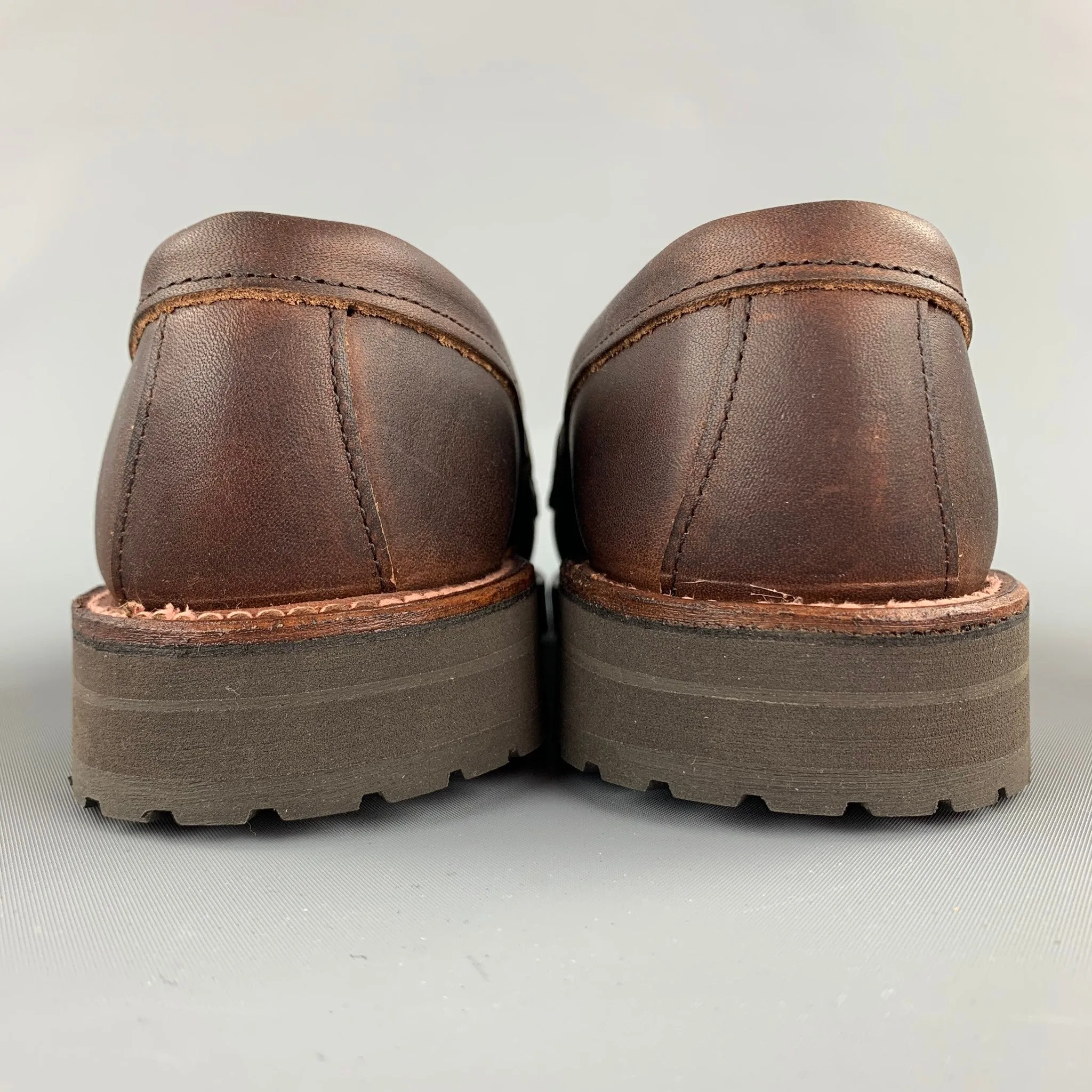 ALDEN Size 6.5 Dark Brown 5730S Kudu Leather Penny Loafers