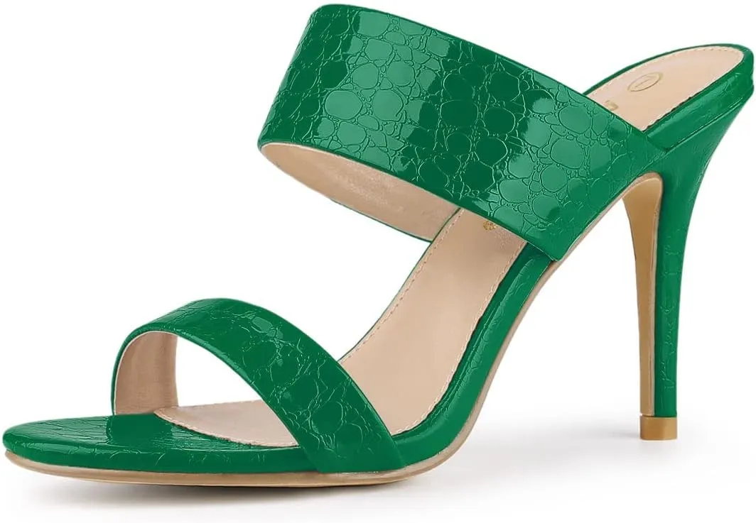 Allegra K Women's Open Toe Stiletto Heel Slide Sandals