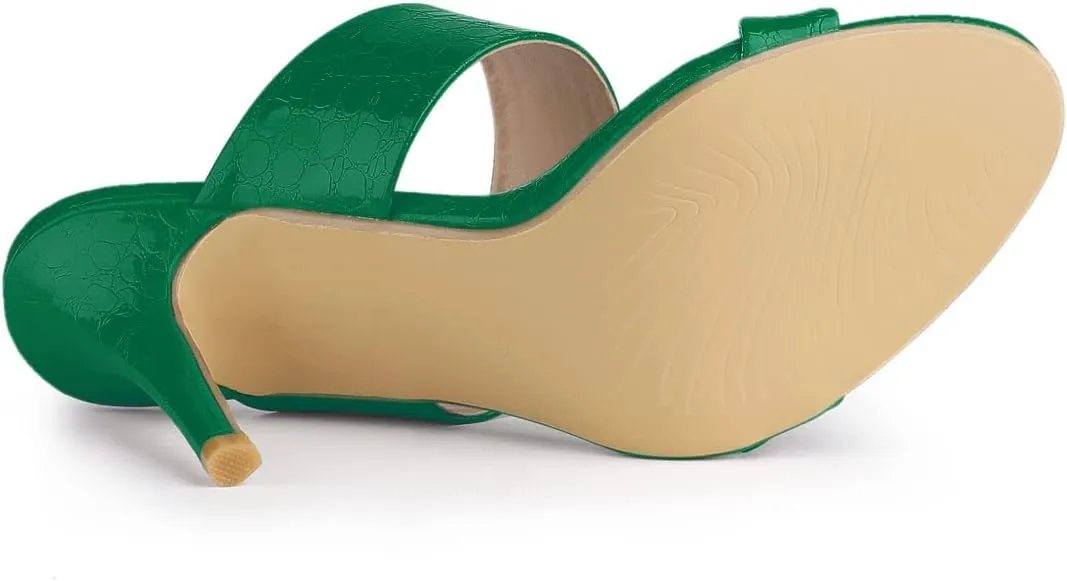 Allegra K Women's Open Toe Stiletto Heel Slide Sandals