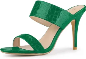 Allegra K Women's Open Toe Stiletto Heel Slide Sandals