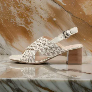 Ara Gold Summer Sandal with Block Heel and Crossover Straps
