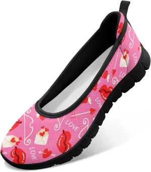 Binienty Casual Shoes for Women Mesh Kint Breathable Loafers Trendy Slip On Walking Sneakers Round Toe Flats for Travel