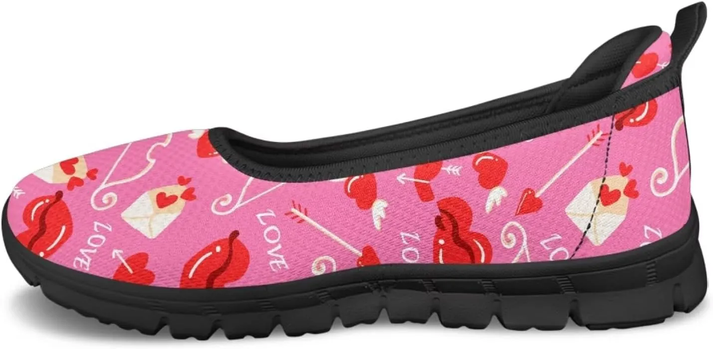 Binienty Casual Shoes for Women Mesh Kint Breathable Loafers Trendy Slip On Walking Sneakers Round Toe Flats for Travel