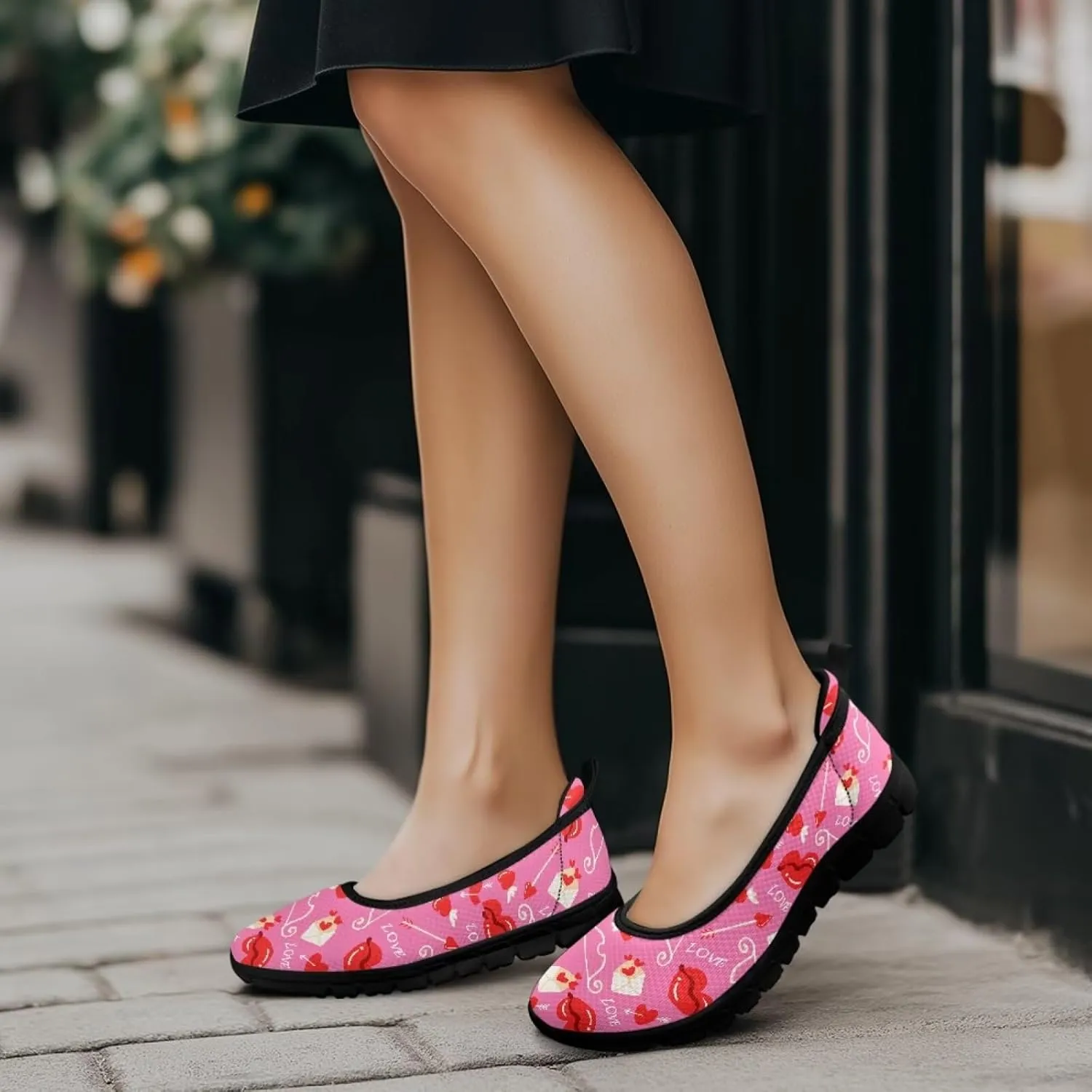 Binienty Casual Shoes for Women Mesh Kint Breathable Loafers Trendy Slip On Walking Sneakers Round Toe Flats for Travel