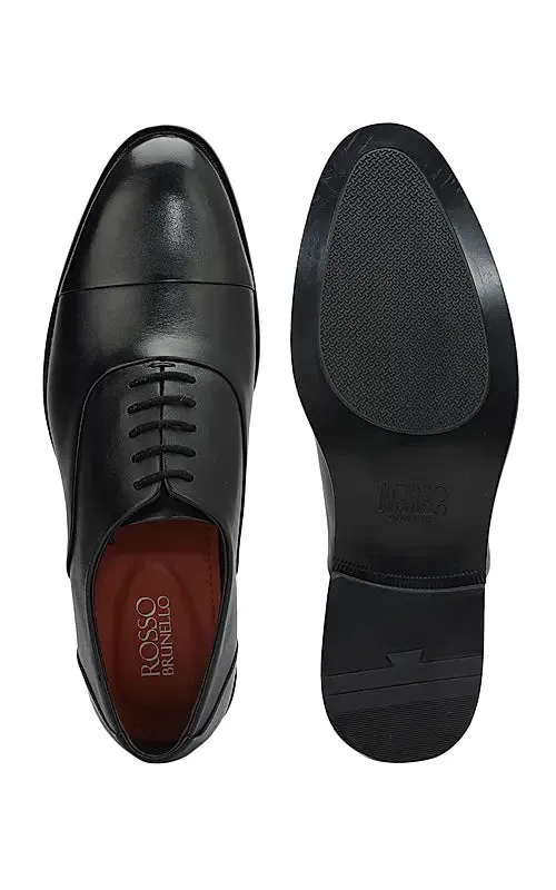 Black Plain Leather Lace Ups