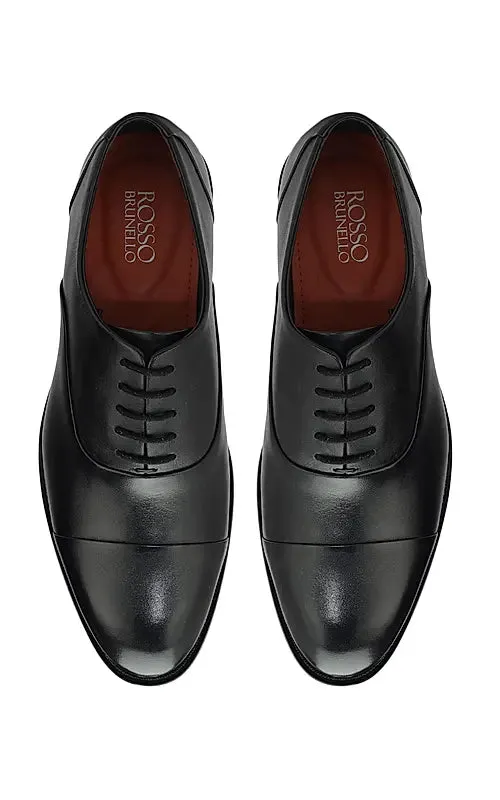 Black Plain Leather Lace Ups