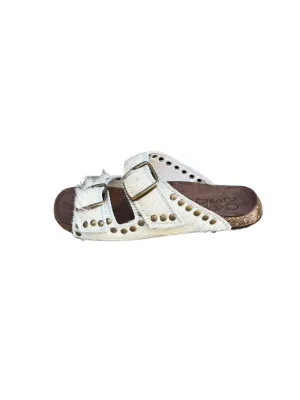 Bosabo Buckled Slides / White Cowhide