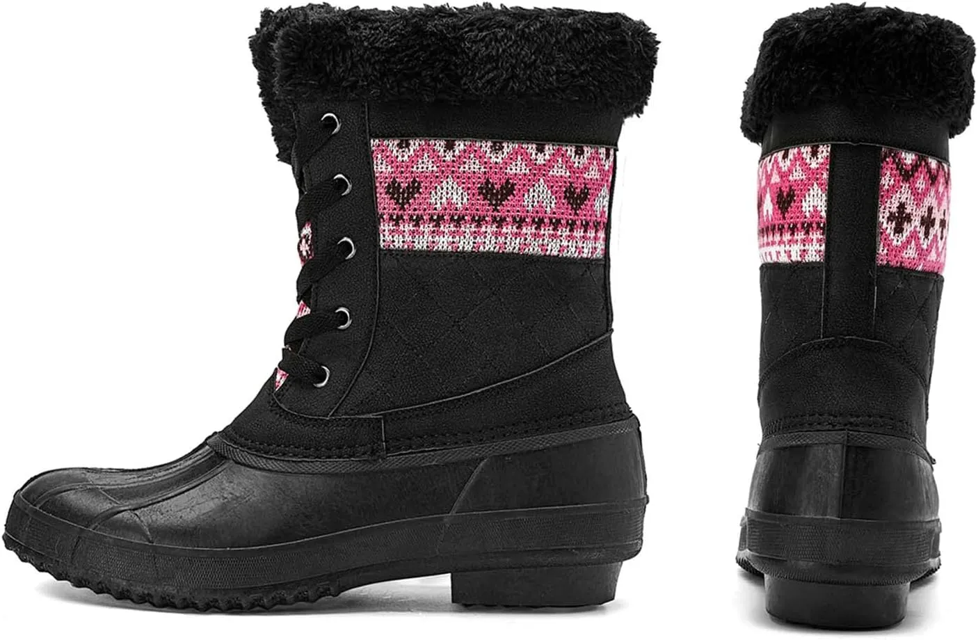 CERYTHRINA Womens Duck Boots Waterproof Warm Snow Boots Outdoor Warm Lined Winter Booties Mid-Calf Rain Boot