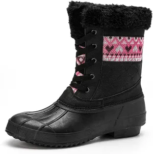 CERYTHRINA Womens Duck Boots Waterproof Warm Snow Boots Outdoor Warm Lined Winter Booties Mid-Calf Rain Boot