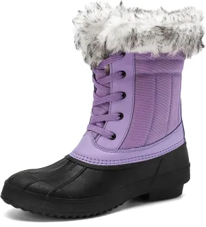 CERYTHRINA Womens Duck Boots Waterproof Warm Snow Boots Outdoor Warm Lined Winter Booties Mid-Calf Rain Boot