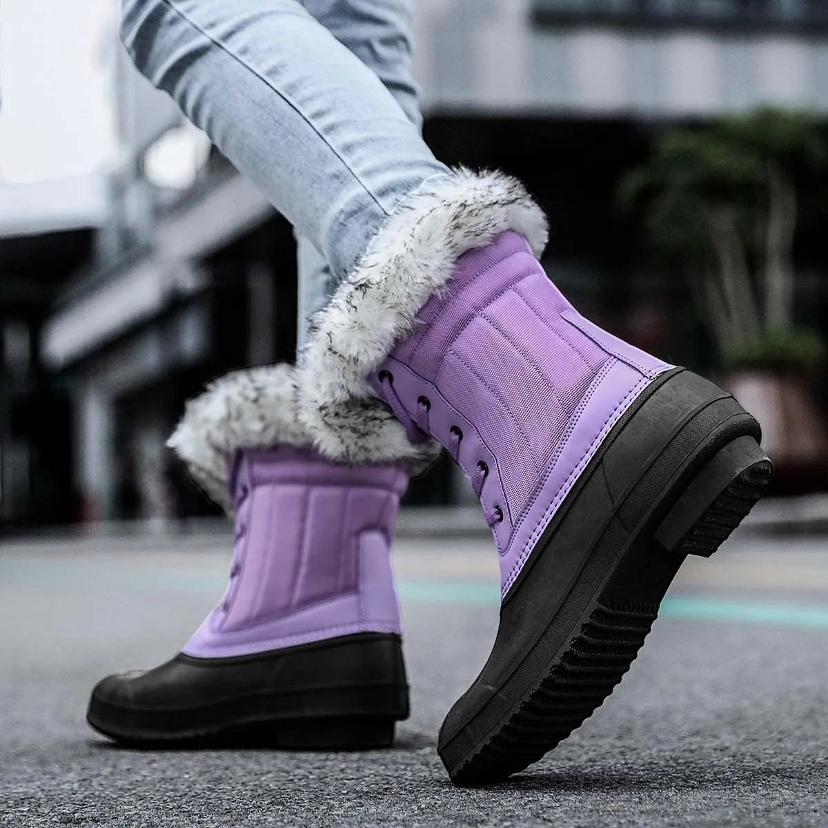 CERYTHRINA Womens Duck Boots Waterproof Warm Snow Boots Outdoor Warm Lined Winter Booties Mid-Calf Rain Boot