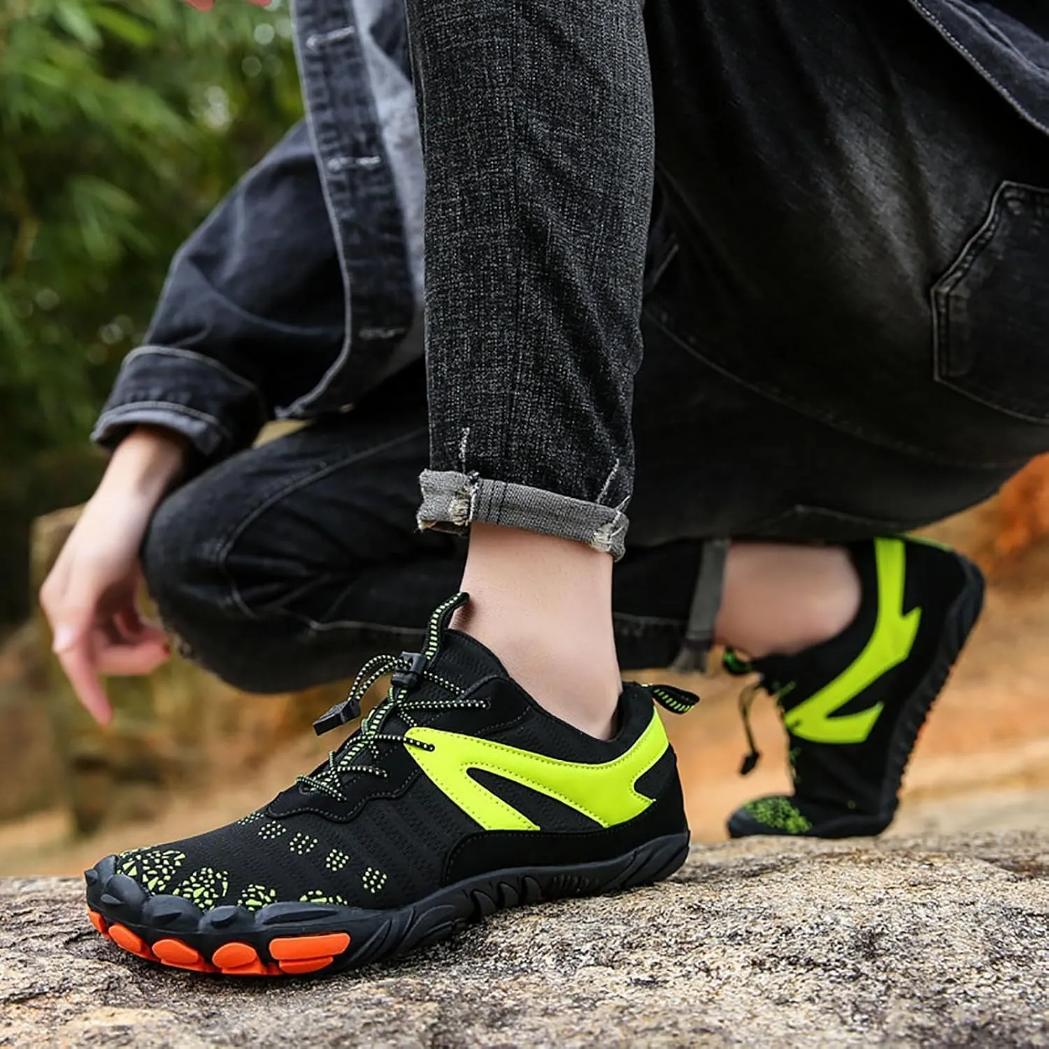 Comfortable Amphibious Water Shoes for Men Women Quick Drying Wading Shoes Non Slip Summer Hiking Sneakers with Breathable Mesh Knit Cushion Indoor Workout Sneakers with Adjustable Lace Women Men