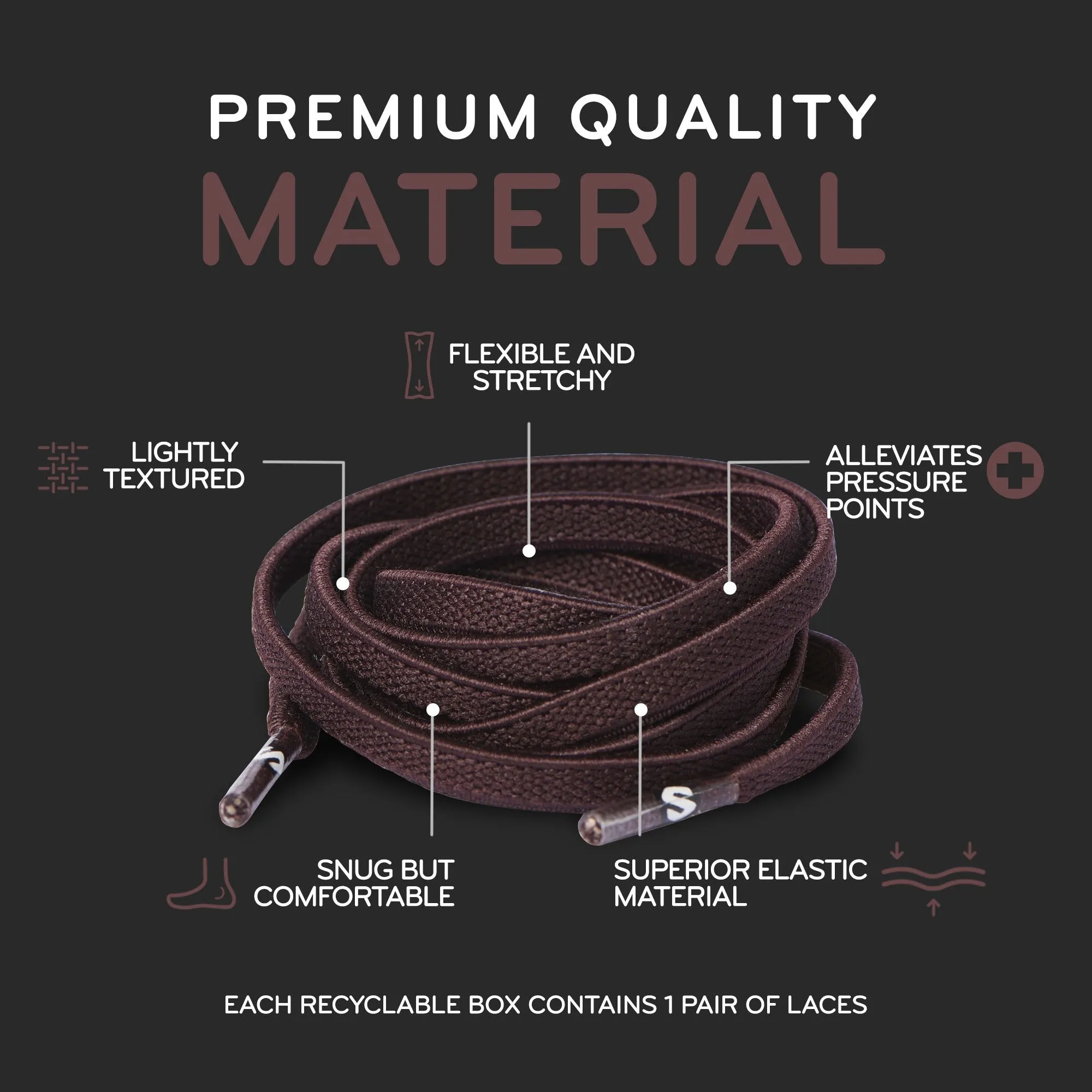 Dark Brown Flat Elastic Stretch Shoe Laces