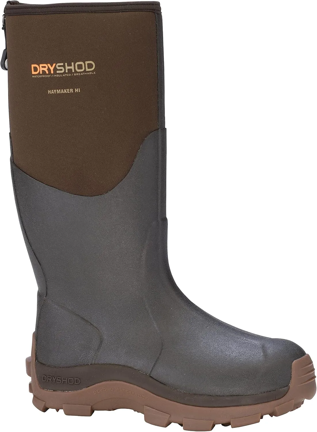 Dryshod Mens Haymaker Hi Hard Working Boots|Rubber | Waterproof | Brown | HAY-MH-BR