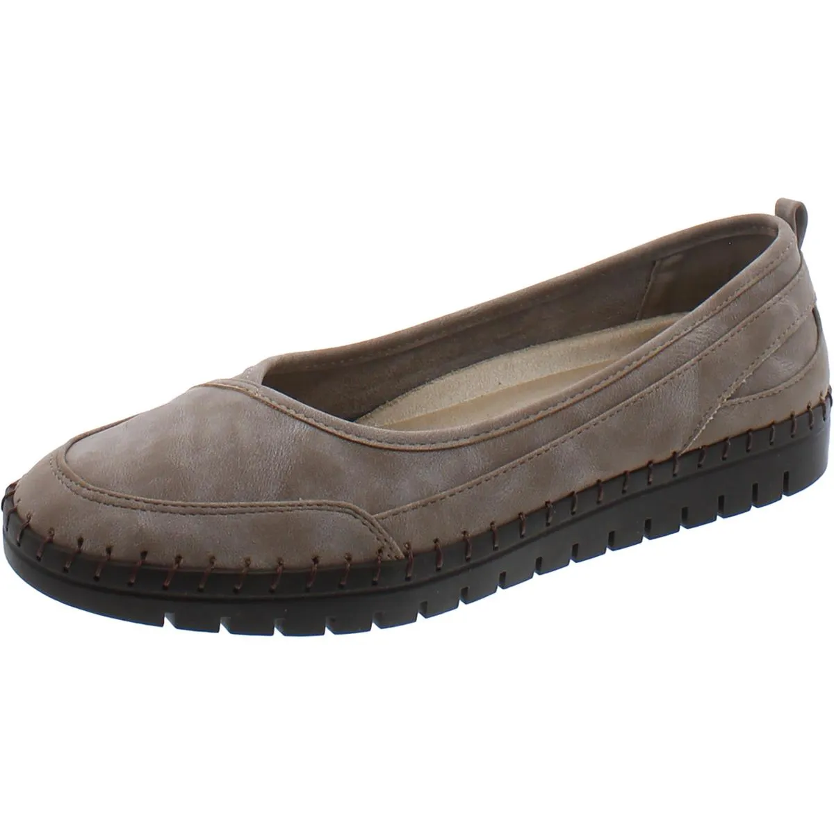 Easy Street Womens Poe Faux Leather Padded Insole Slip-On Sneakers