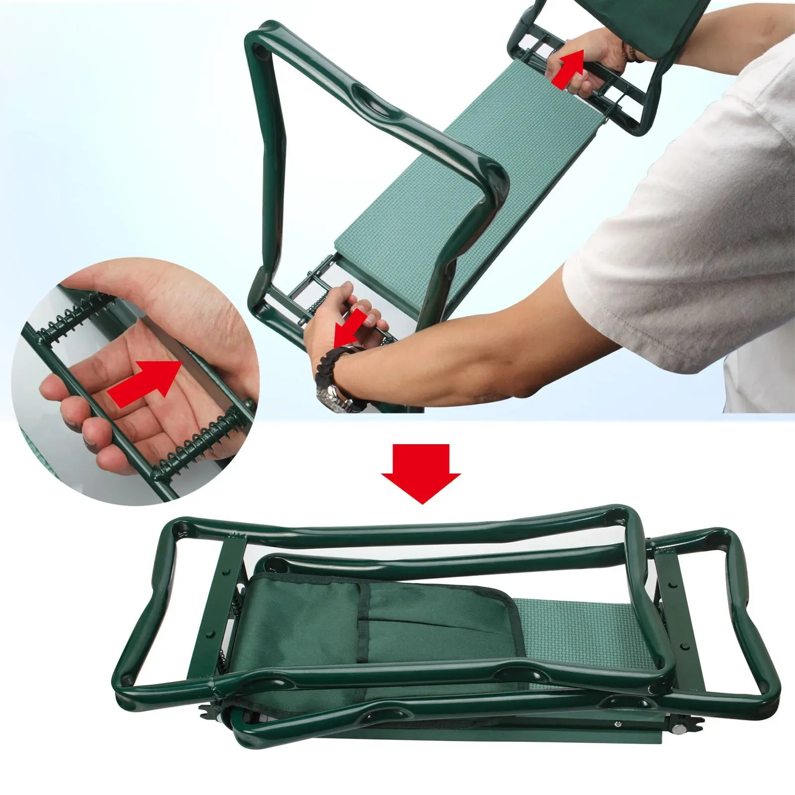 Foldable Garden Kneeler Seat Soft Eva Pad Steel Frame