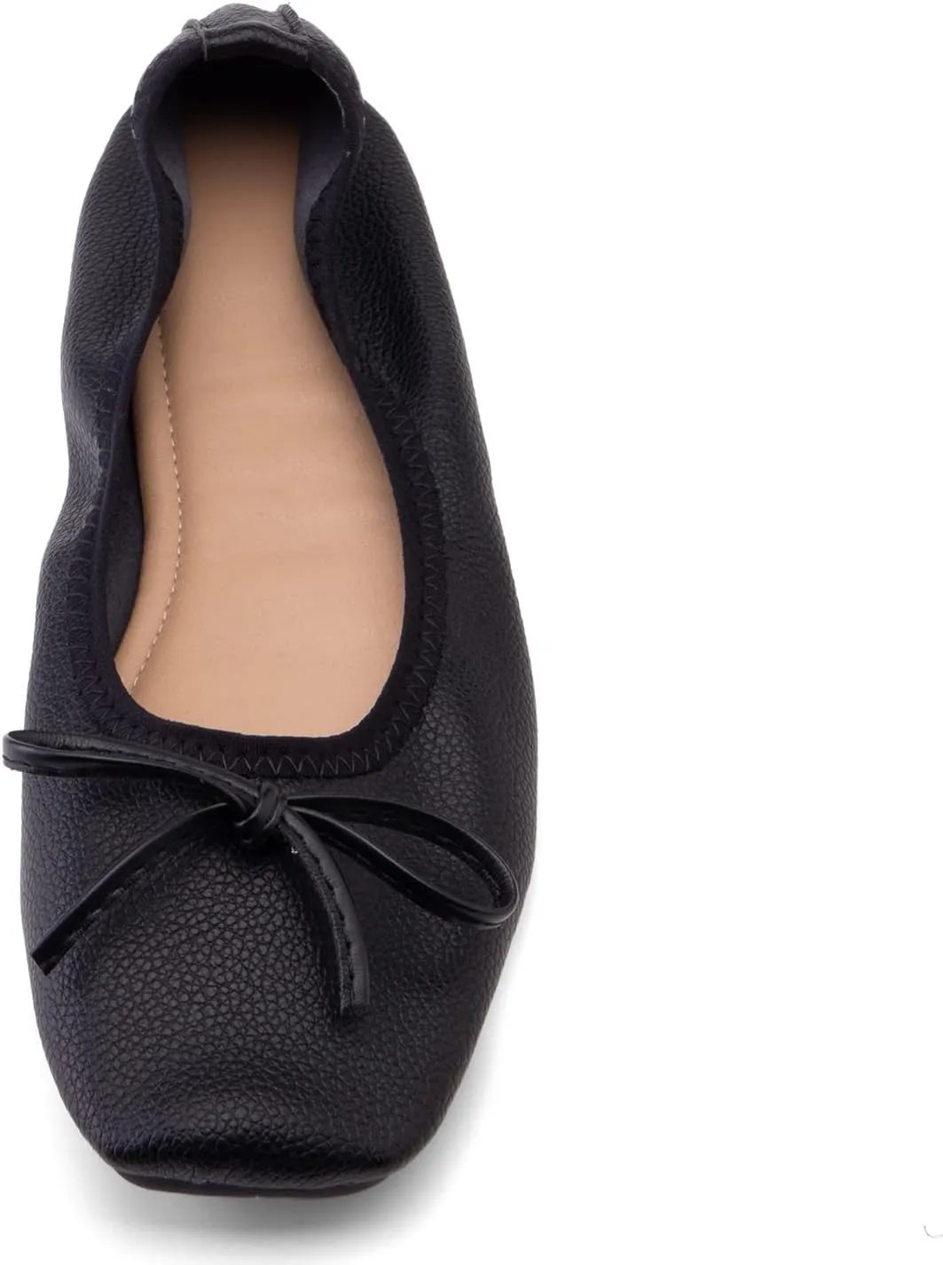 Gicoiz Foldable Flats Womens Square Toe Bowtie Ballerina Slippers