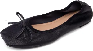 Gicoiz Foldable Flats Womens Square Toe Bowtie Ballerina Slippers