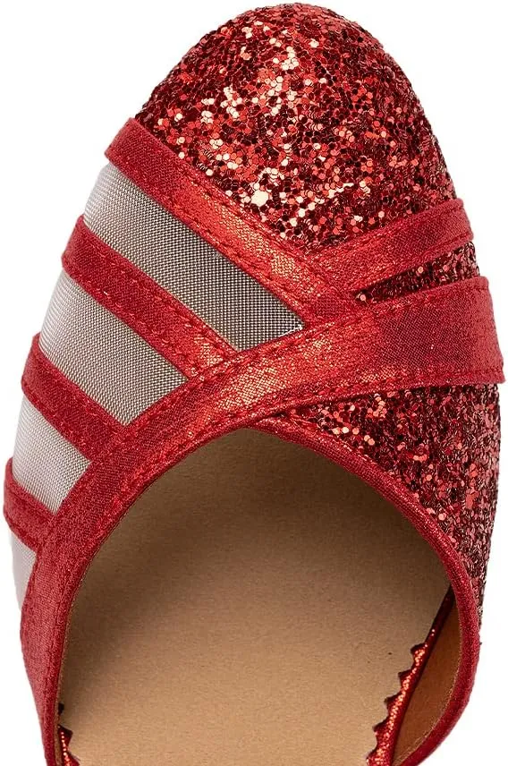 HIPPOSEUS Women's Closed Toe Latin Ballroom Dance Shoes Sequin Salsa Tango Scocial Practice Dancer Shoes,Model 105