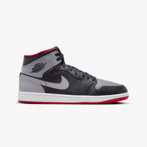 Jordan | AIR JORDAN 1 MID  { BLACK/CEMENT GREY-FIRE RED-WHITE