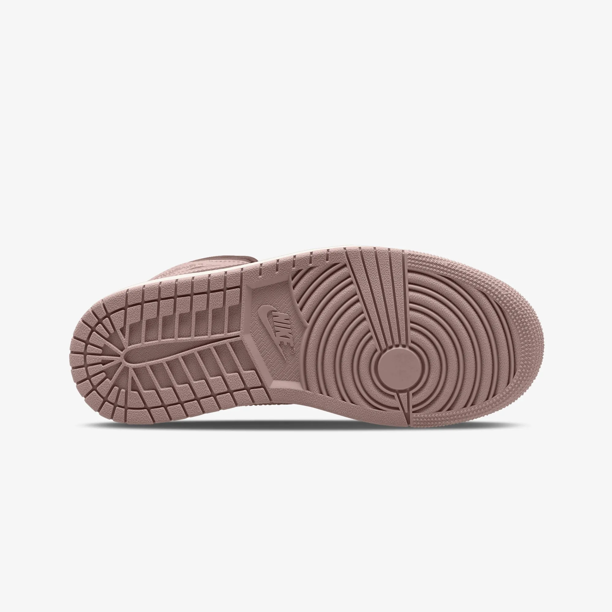 JORDAN | WMN'S AIR JORDAN 1 MID { PINK OXFORD/ARCHAEO BROWN-SAIL