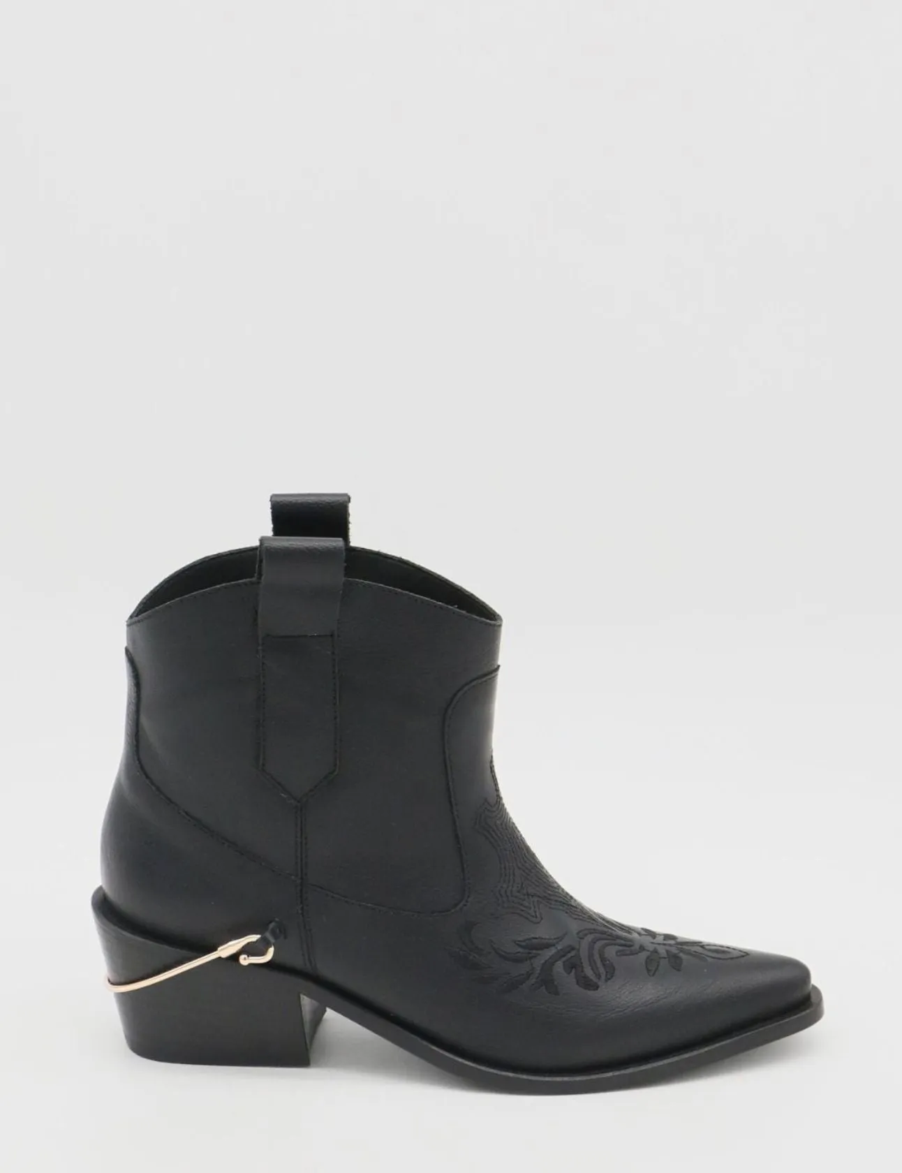 Joy western cowboy booties in black leather women's shoes