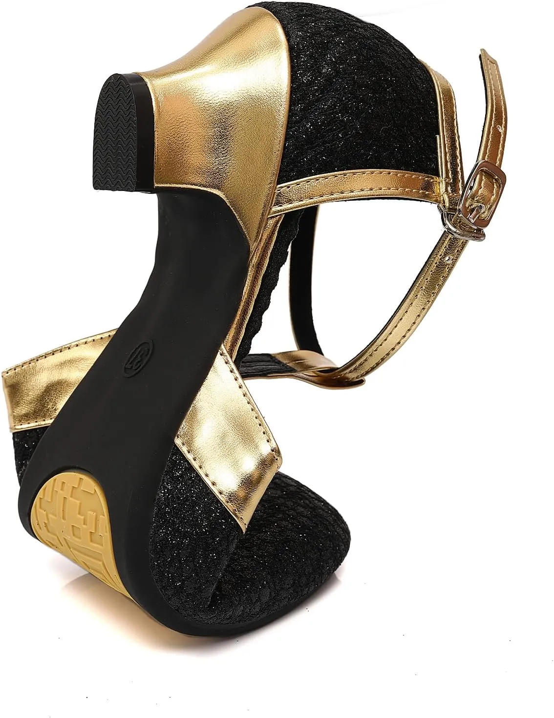 JUODVMP Women's 1920s Shoes Glitter Flapper Gatsby Shoes Latin Tango Salsa Ballroom Dance Heels