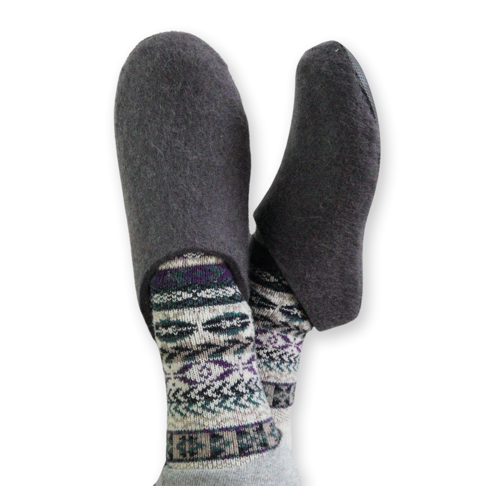 Lahtiset Felt Slippers w/ Rubber Sole, Dark Grey