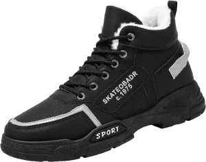 Men Work Boots Slip On Hiking Sneakers Shoes with Fur Lined Working Shoes for Women with Zipper Lightweight Outdoor Botas Mid Ankle Work Casual Hike Grounded Footwear