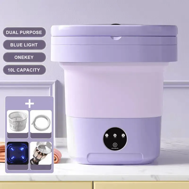 Mpow Folding Washing Machine - Portable Purple/Green