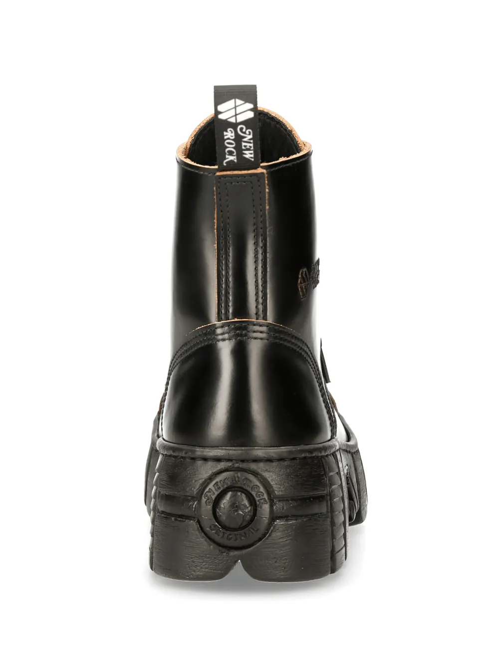 NEW ROCK Rugged Black Leather Lace-Up Ankle Boots