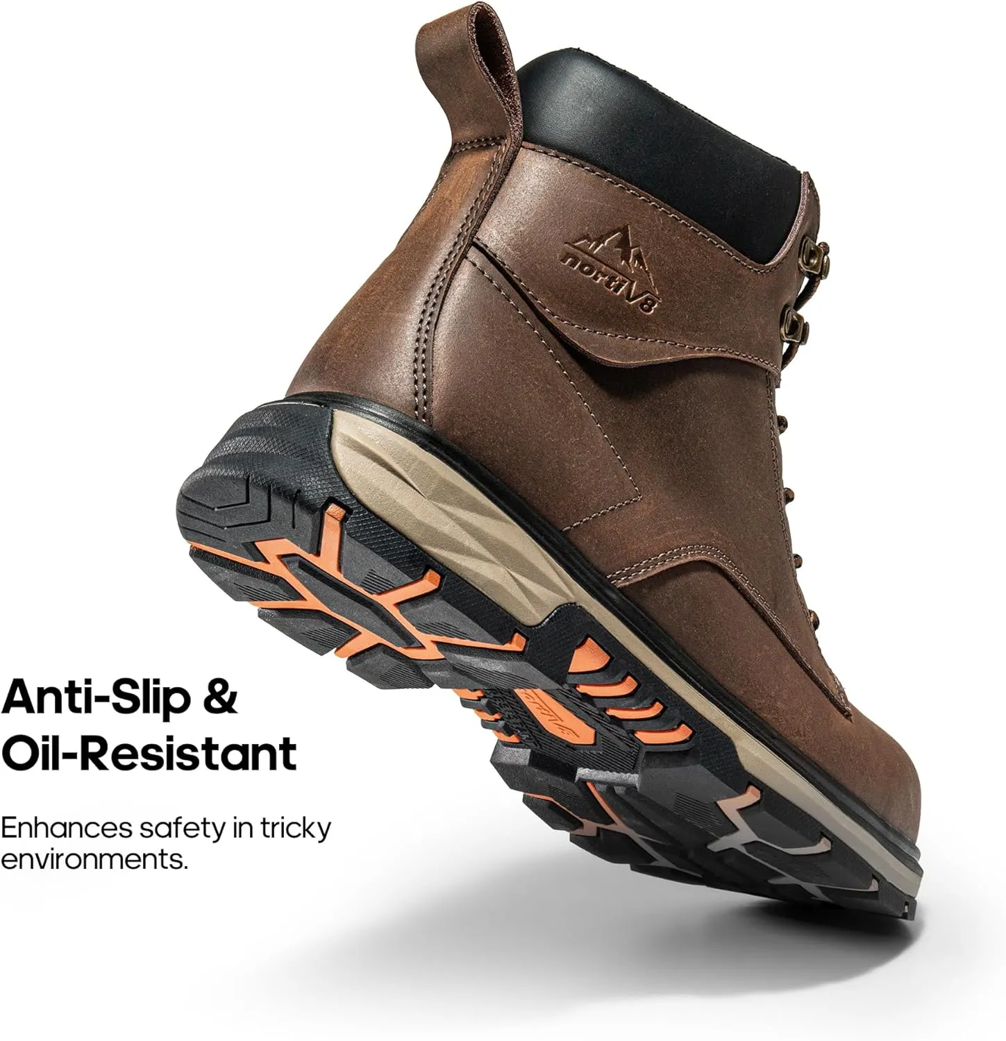 NORTIV 8 Steel Toe Work Boots for Men Waterproof Slip on Safety Construction Boots