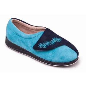 Padders Hug Navy Ladies Wider Fitting Slippers