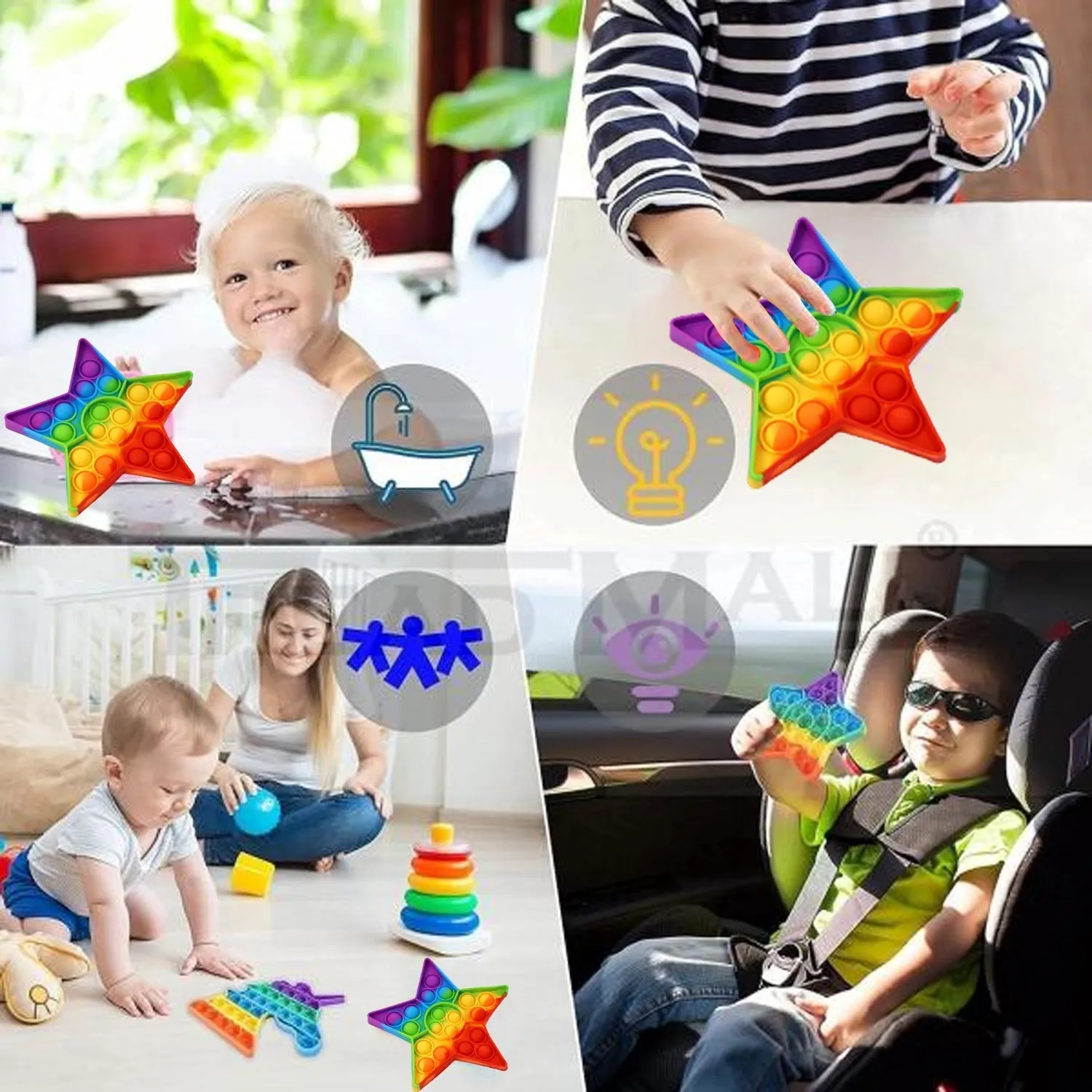 Push Pop Bubble Fidget Sensory Toy,Autism Special Needs Silicone Stress Relief Toy,Great Fidget Toy Sensory Toys Novelty Gifts for Girls Boys Kids Adults
