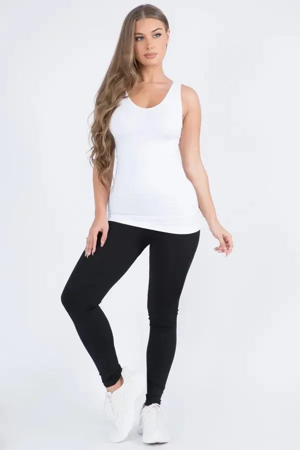 Reversible Seamless Tank Long  Length - Core Basic, White