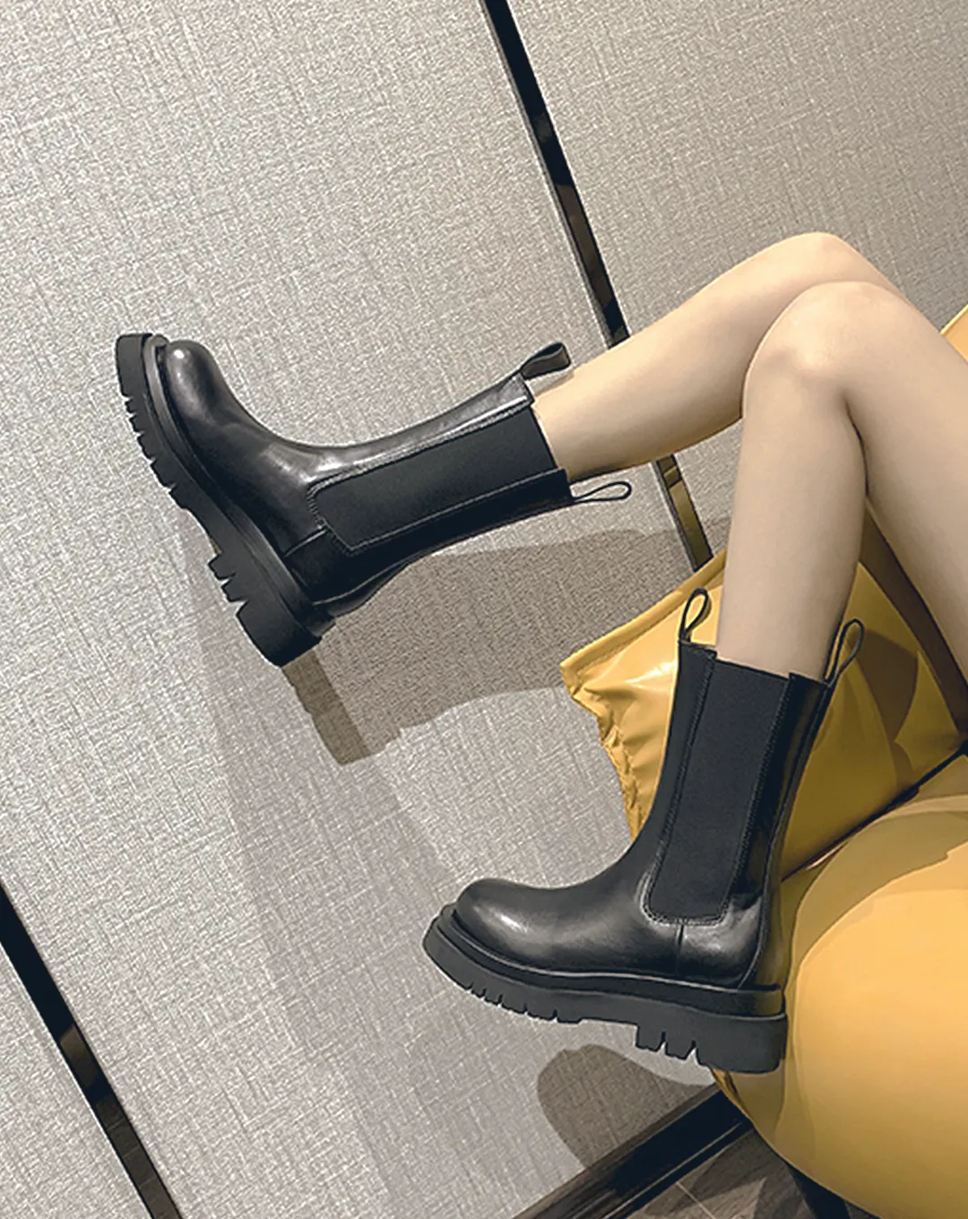 ♀本革／Rugged Sole Side Gore Boots