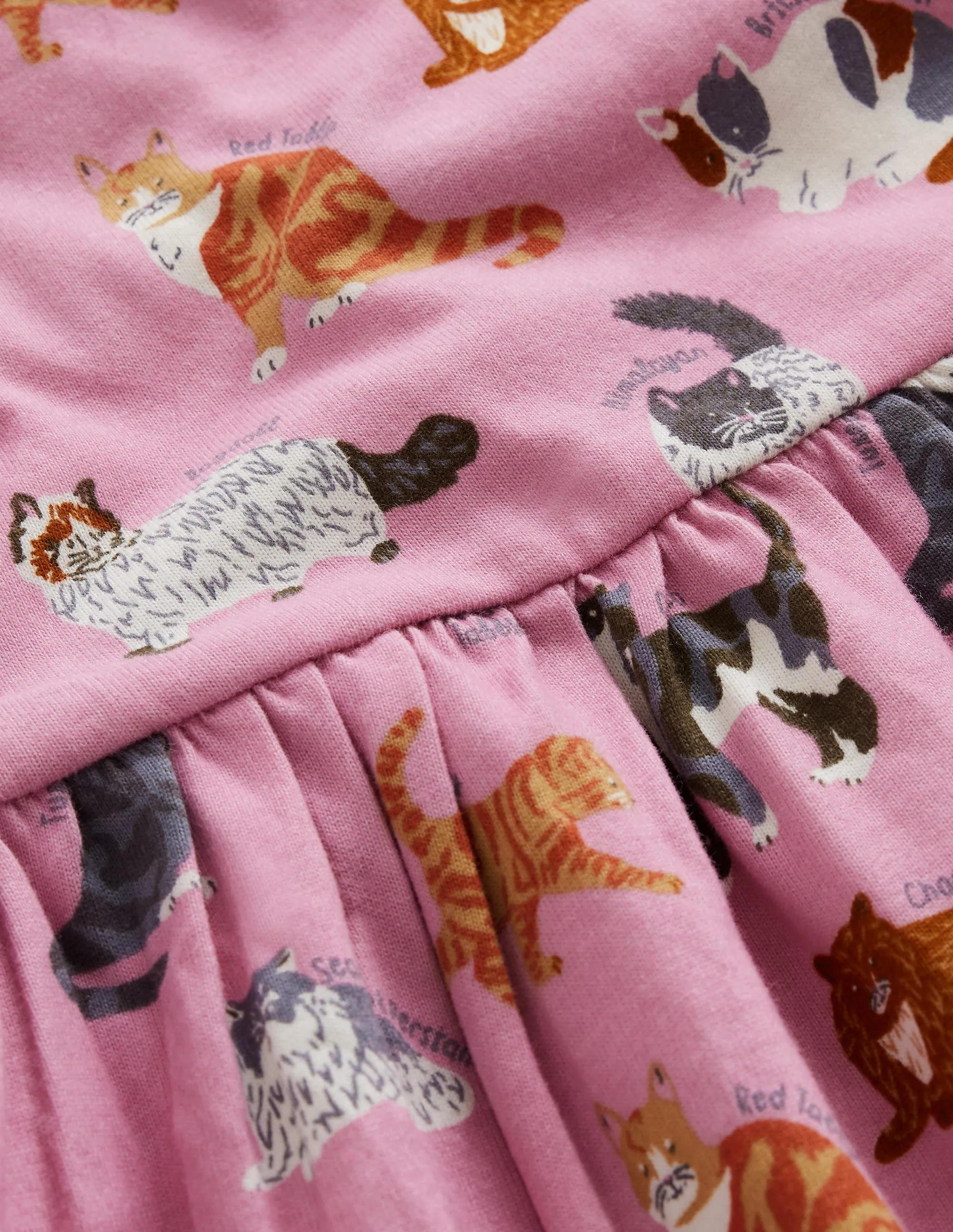 Short-sleeved Fun Jersey Dress-Formica Pink Cats