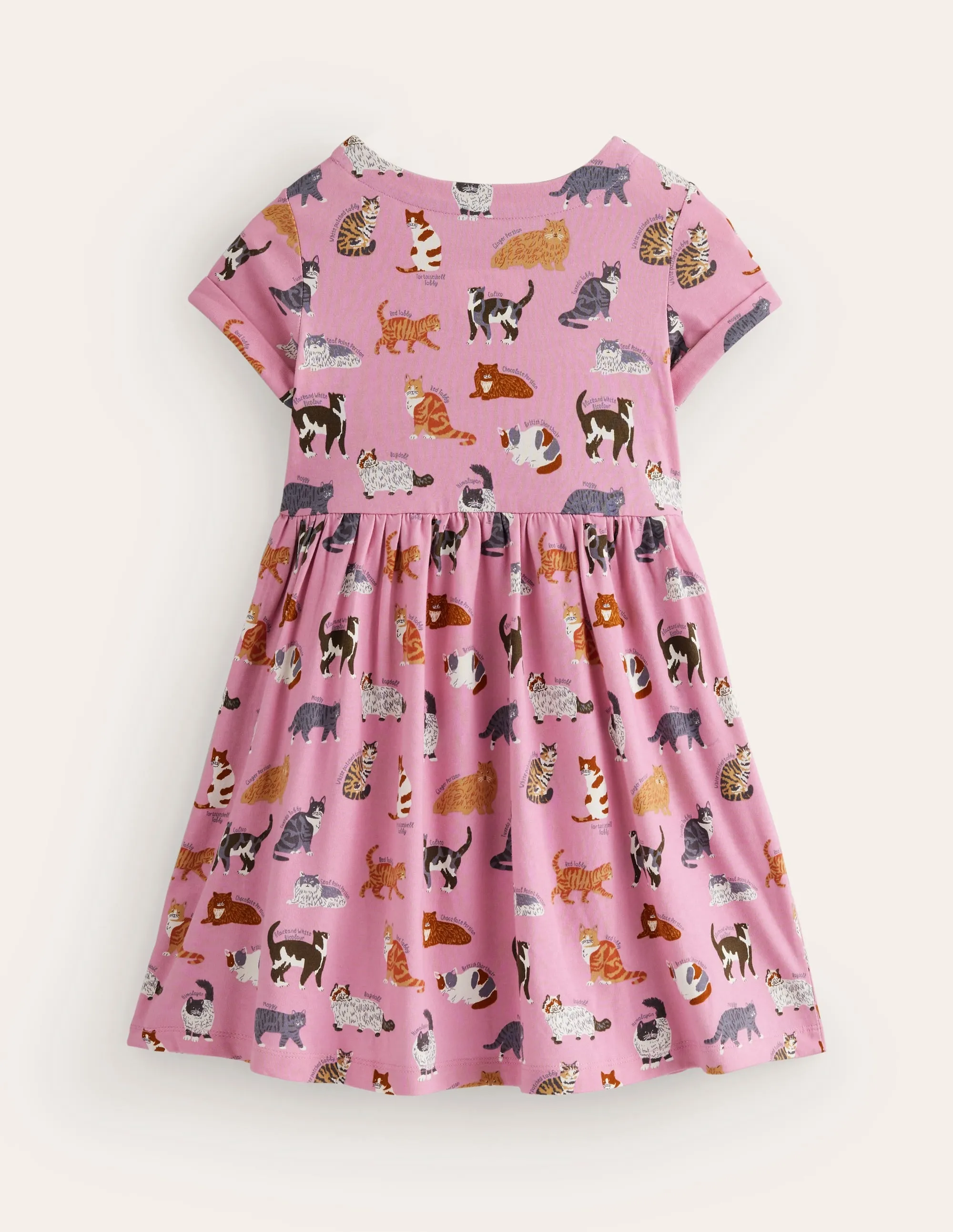 Short-sleeved Fun Jersey Dress-Formica Pink Cats