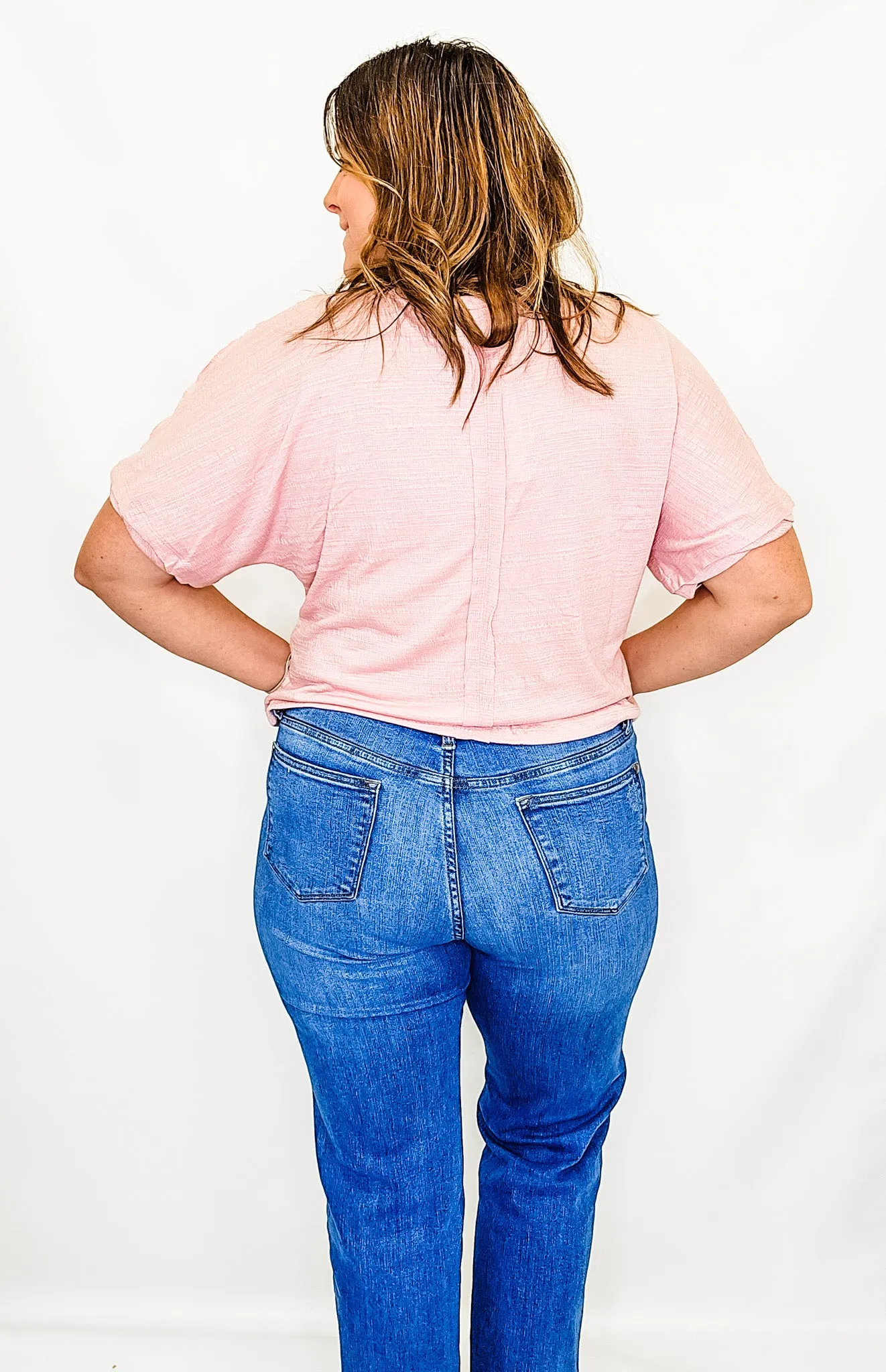 Solid, Reverse Seam Front Short Sleeve Top - Variety