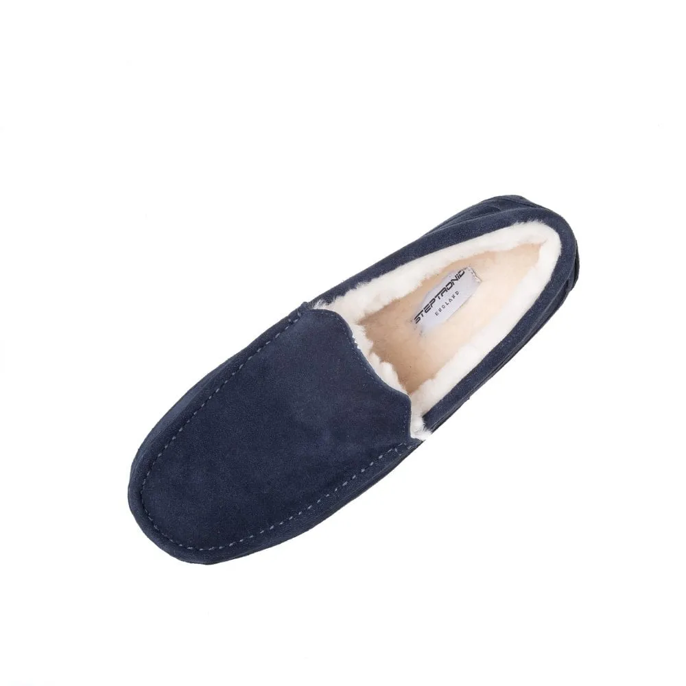 Steptronic Marlow Mens Navy Blue Suede Slippers