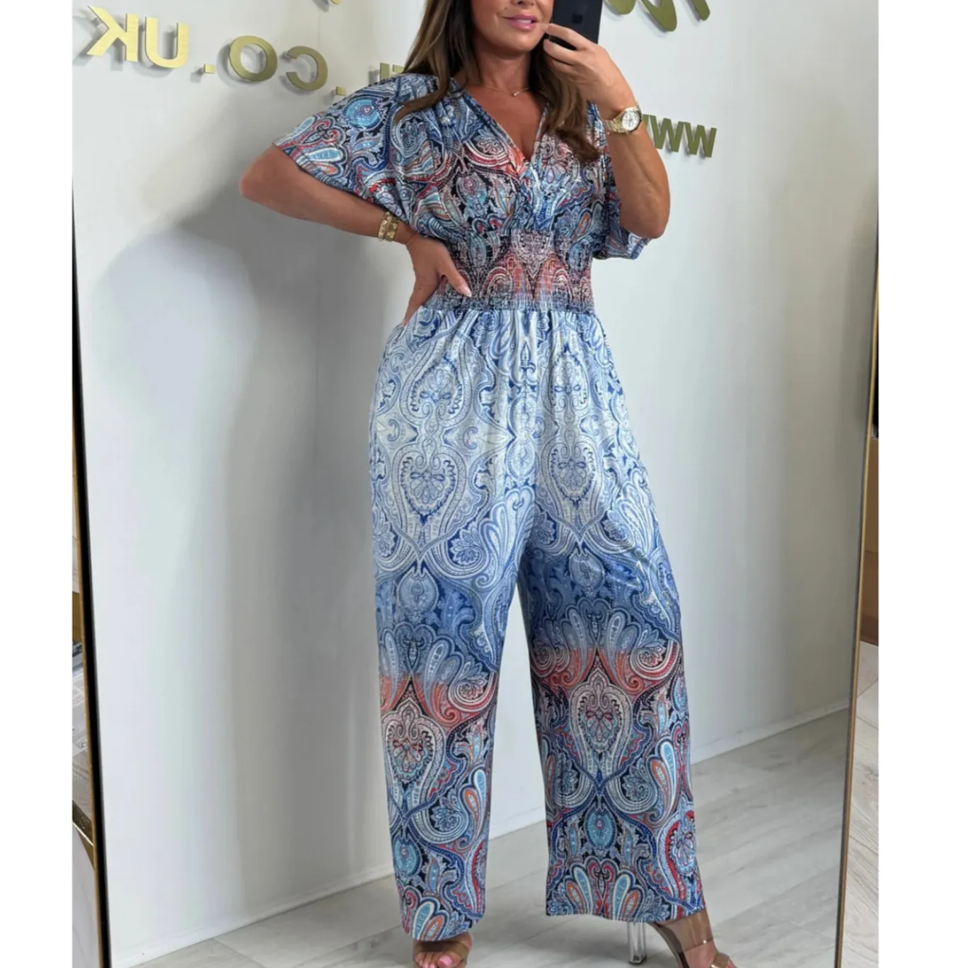  Summer Hot Sale 50% Off  Bohemian Print Wide Leg Jumpsuit