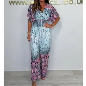  Summer Hot Sale 50% Off  Bohemian Print Wide Leg Jumpsuit