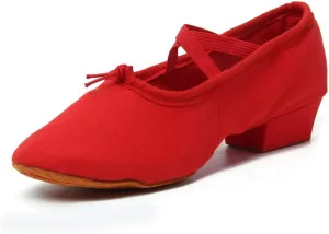 TINRYMX Women Canvas Latin Dance Shoes Ballroom Character Teacher Shoes